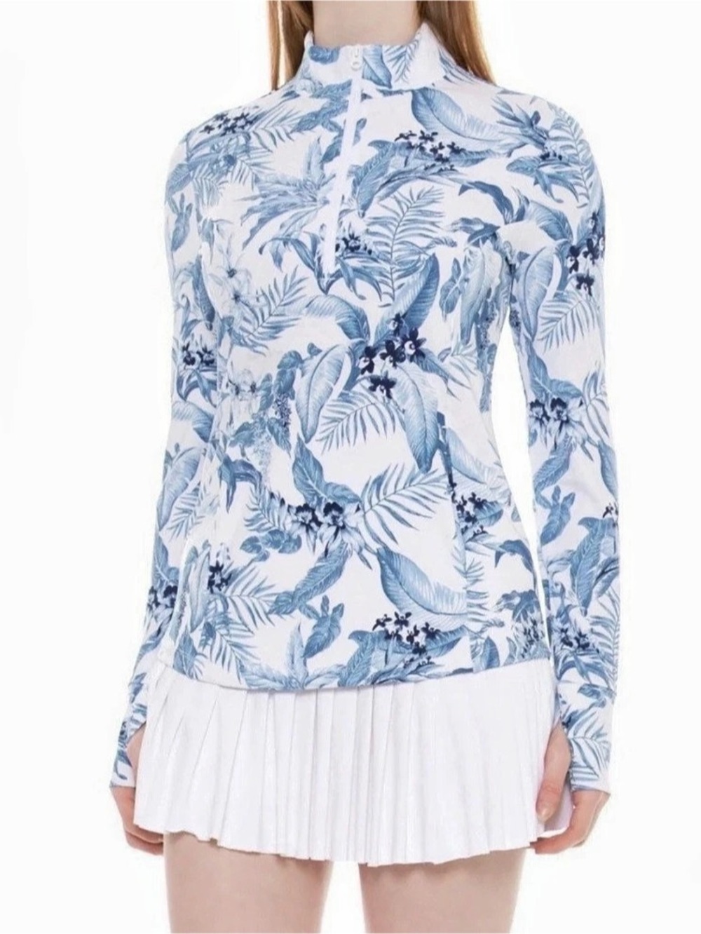 Tommy Bahama Tabu Jungle Print 1/4 Zip Neck Knit Golf Polo Top SZ M